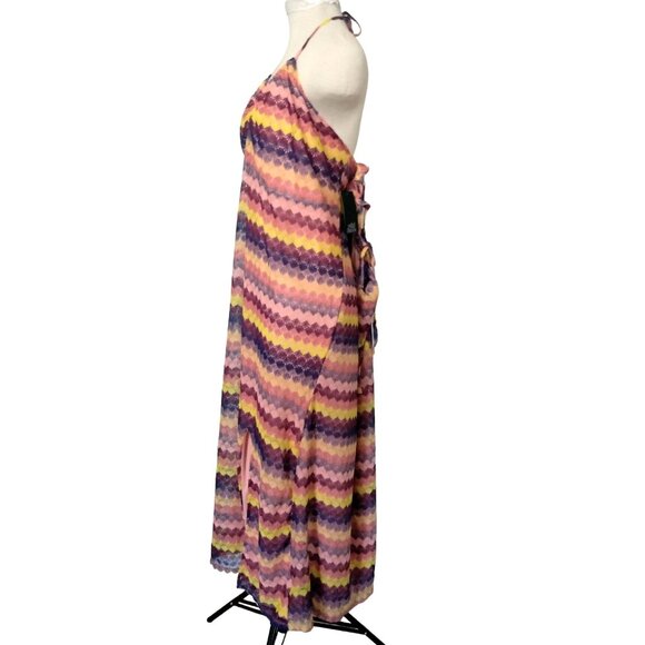 Wild Fable Multicolor Chevron Halter Maxi Dress With Open Back & Side Slit Size - Picture 5 of 9